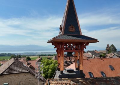 Rénovation avec ferblanterie en cuivre du toit à Bassin, Clocheton